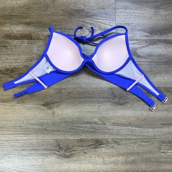 Shade Shop Bikini Top Size 34C Padded Push Up Blue Swimsuit Bathing Suit - Picture 10 of 15